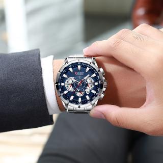 Curren Luxury Brand Men's Watch Blue Quartz Wristwatch Sports Chronograph Clock Male Stainless Steel Band Fashion Business 8363 #9