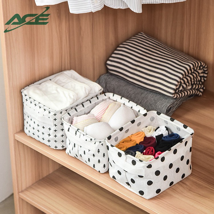 Small Storage Basket Box Cotton Linen Desktop Waterproof Cosmetic Makeup Nursery Book  Organizer