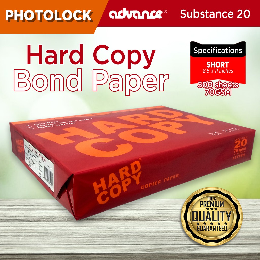 70gsm HARD COPY bond Paper , Copy Paper for School and Office Use Coupon Bond (500 sheets / ream