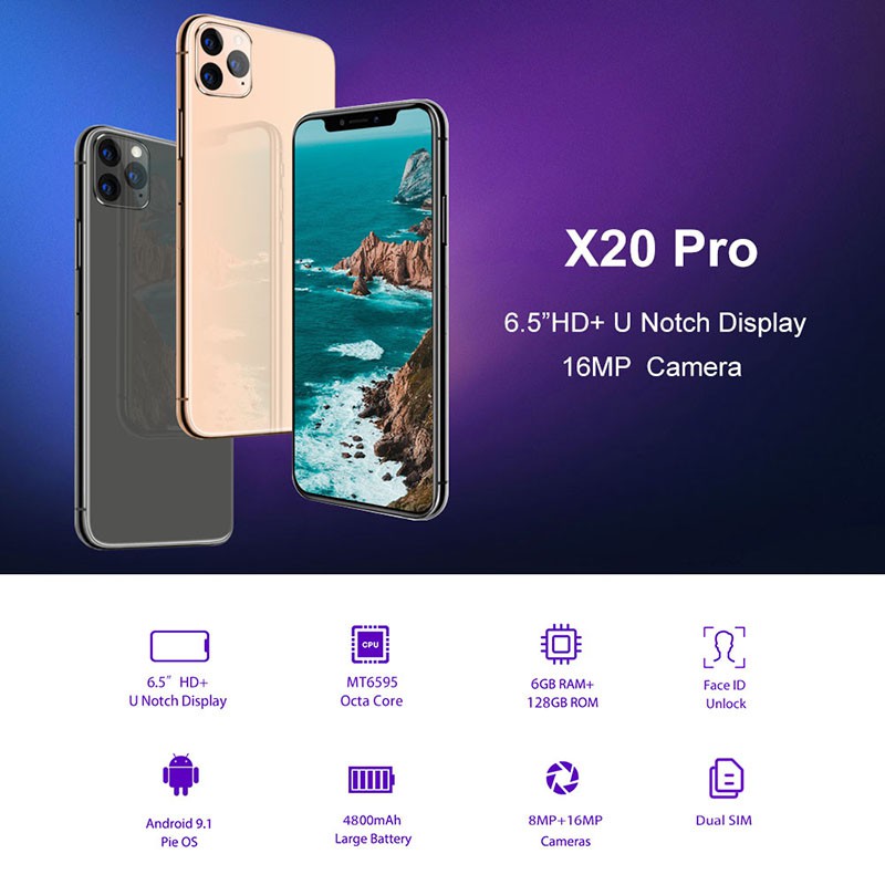 Hot X20 Pro 6 5 Inch Ultra Hd Bangs Screen Android 9 1 Ten Core 6 128g Iphone 11 Mobile Smartphone Android Cell Phone Shopee Philippines