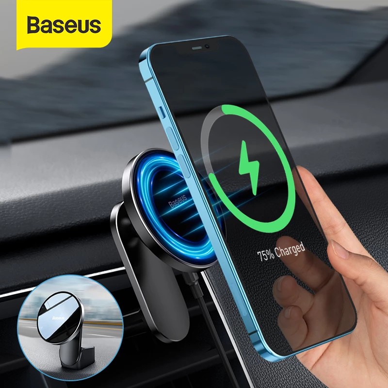 Baseus Car Phone Holder Fast Charging Magnetic Wireless Charger Metal ...