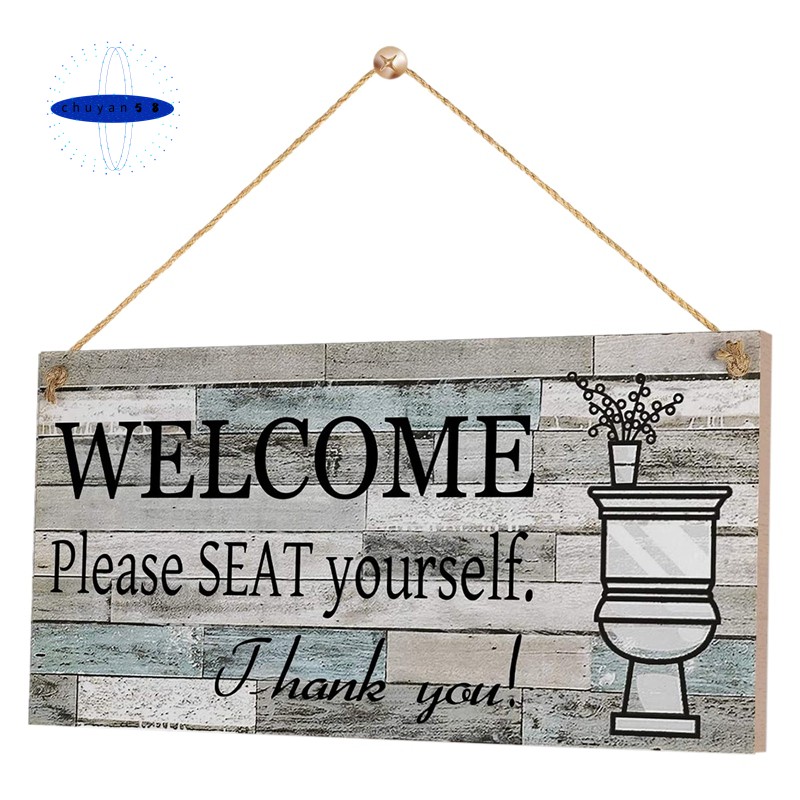 Bathroom Wall Decor Hanging Wood Plaque Sign Welcome Please Seat Yourself Rustic Art For Kids Guest Shopee Philippines