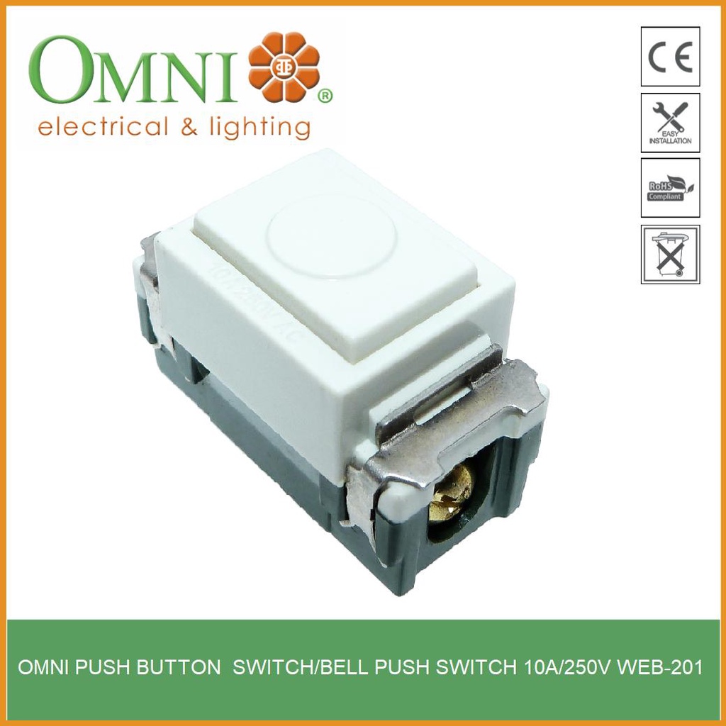 Omni Push Button/ Bell Push Switch 10A/250V WEB201 bag men Shopee