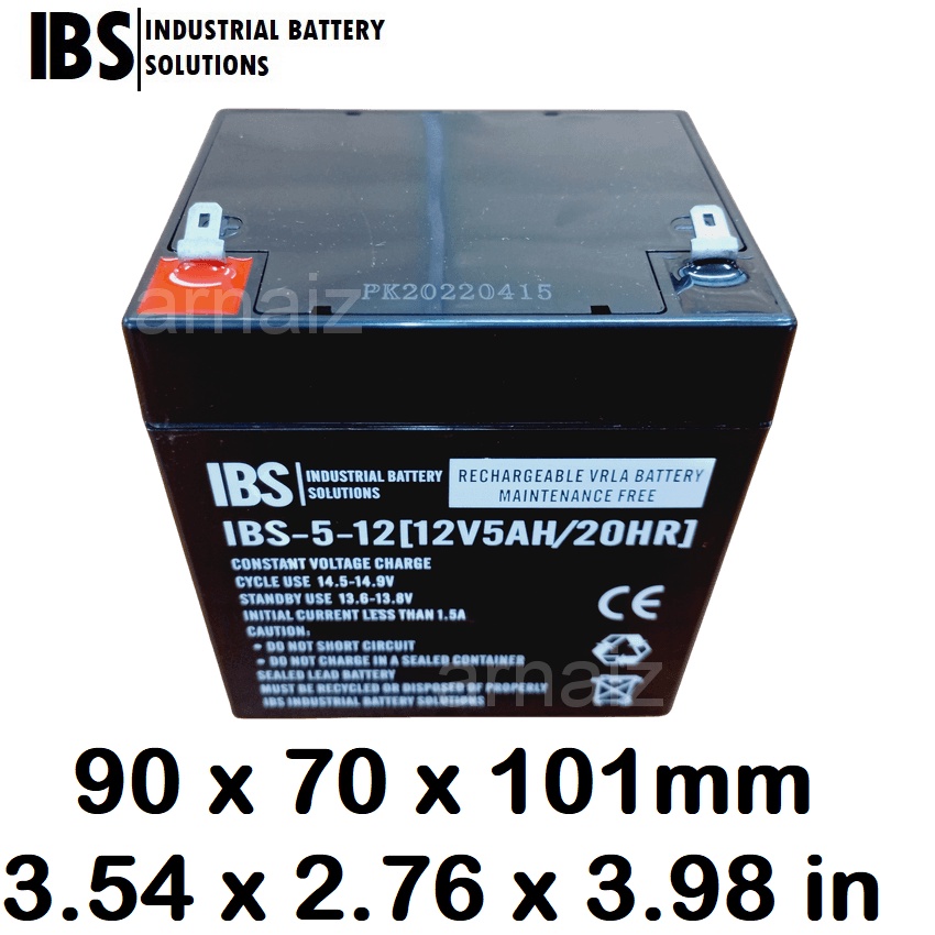 IBS 12V 5Ah 20hr Battery IBS-5-12 12 Volts 5 Ampere UPS Replaces 12V 4 ...