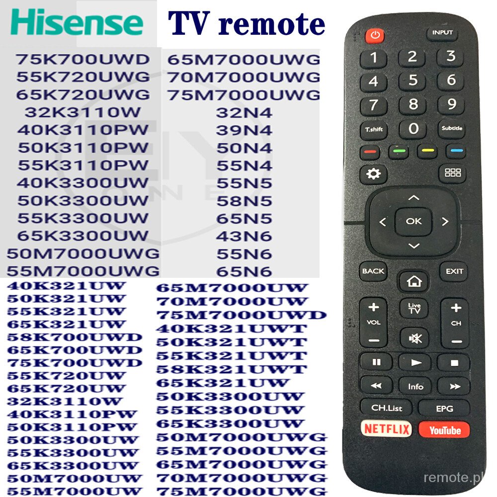New universal Hisense remote control TV Compatible with 100 Hisense