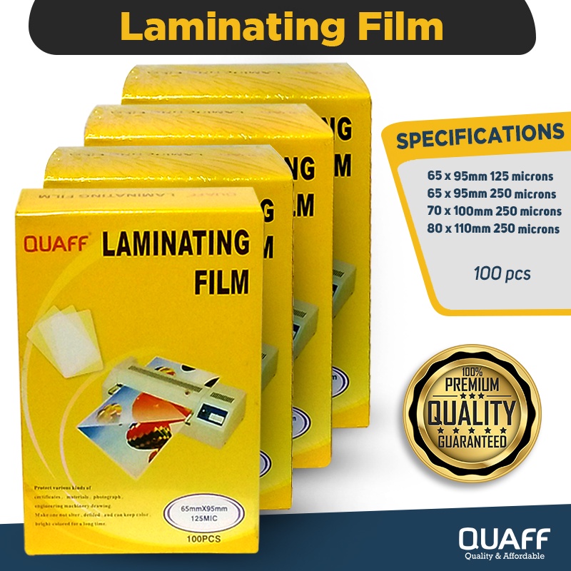 QUAFF Laminating Film ID Size 65x95mm 80x110 70x100 [125 Microns