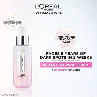 LOreal Paris Glycolic Bright Instant Glowing Face Serum 15ml/30ml - Glycolic Acid for Brightening