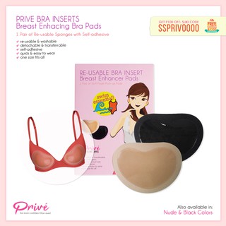 PRIVE Reusable Bra Inserts Breast Enhancer Pads (Push-up Bra Pads) Bra Pads Removable Breast Pads