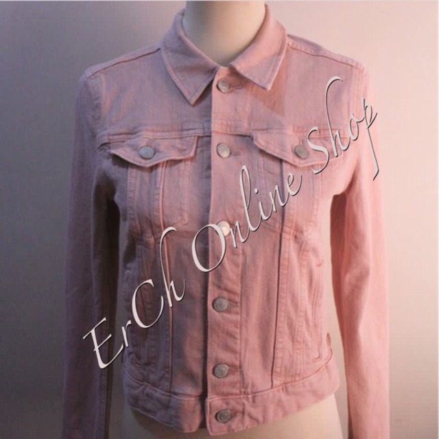 pink longline denim jacket