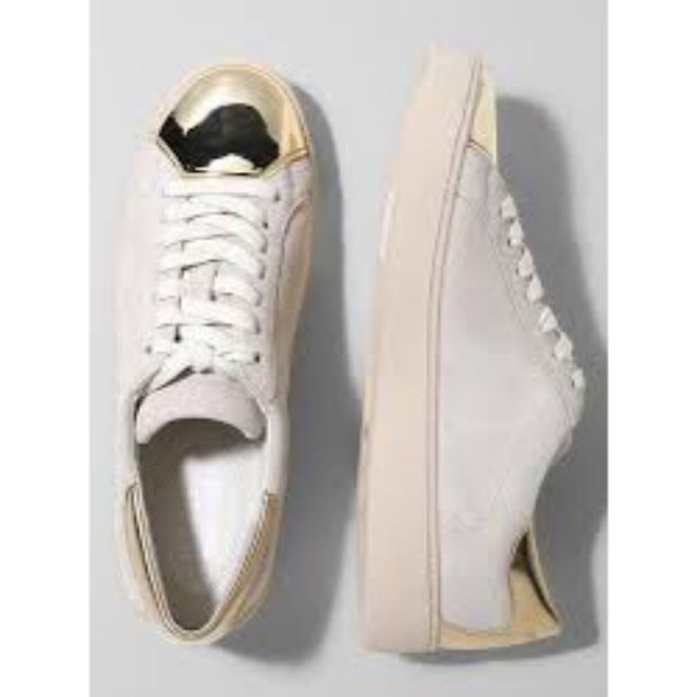 Size 10Authentic Michael Kors Chalk/Pale Gold Suede Frankie Sneaker |  Shopee Philippines