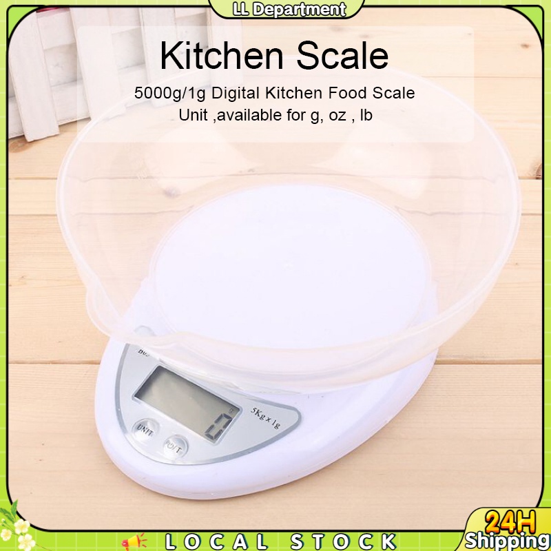 Kitchen Digital Weighing Scale With Tray LED Baking Weighing Scale Portable Food Weighing Scale 5Kg