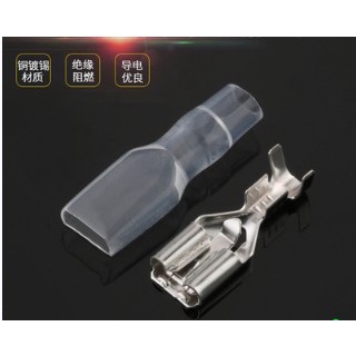 100pcs/lot 6.3 terminal cold terminal with transparent sheath Lock ...