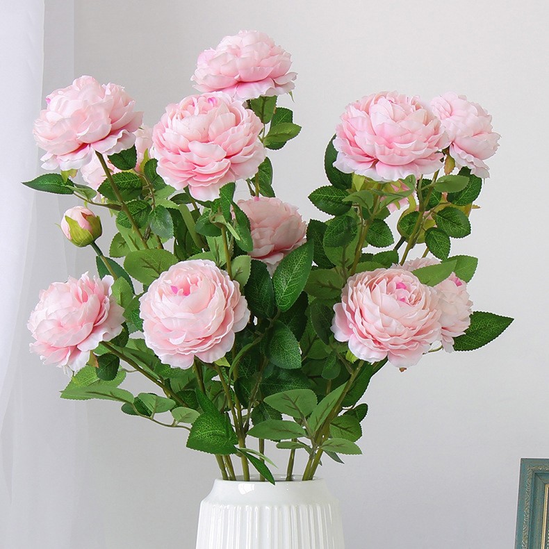 3 Heads Artificial Silk Peony Simulation Flower Bouquet Fake Flower ...