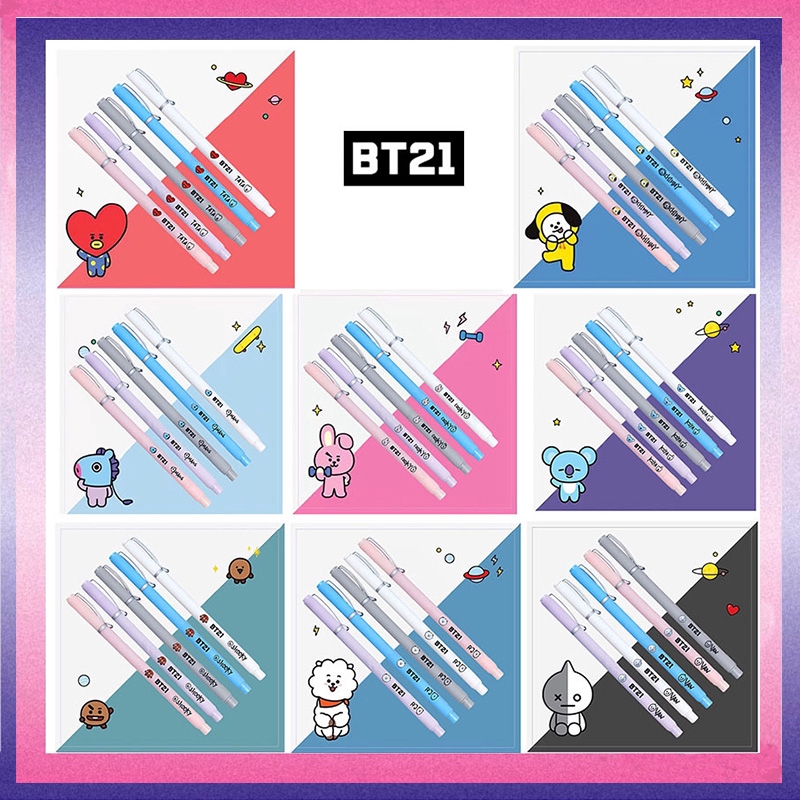 KPOP BTS Pen Multi-color BT21 Gift Ballpoint Pens | Shopee ...