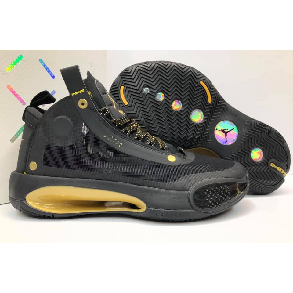 Air Jordan 34 Xxxiv High Black Gold Men S Sneakers Athletic Sports Basketball Shoes Shopee Philippines