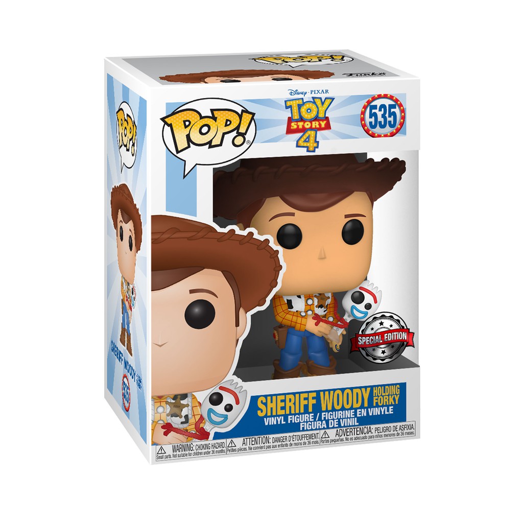 Funko Toy Story 4 Woody Holding Forky With Boss Protector