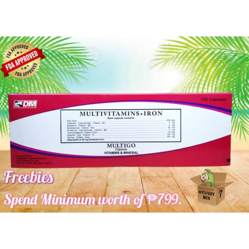 MULTIGO (Multivitamins + Iron MULTIGROW) 100 Capsules Shopee Philippines