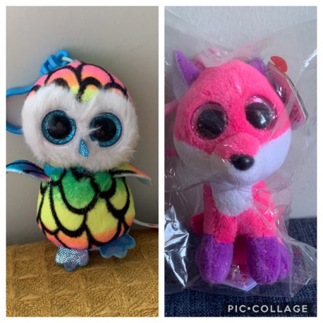 beanie boo owl keychain