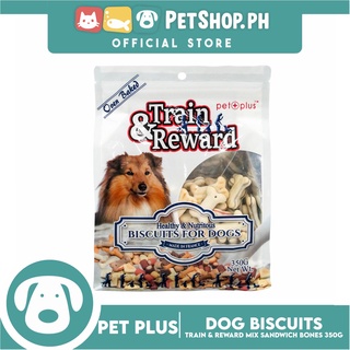Pet Plus Train and Reward 350g (Mix Sandwich Bones Biscuits) Healthy and Nutritious Biscuits