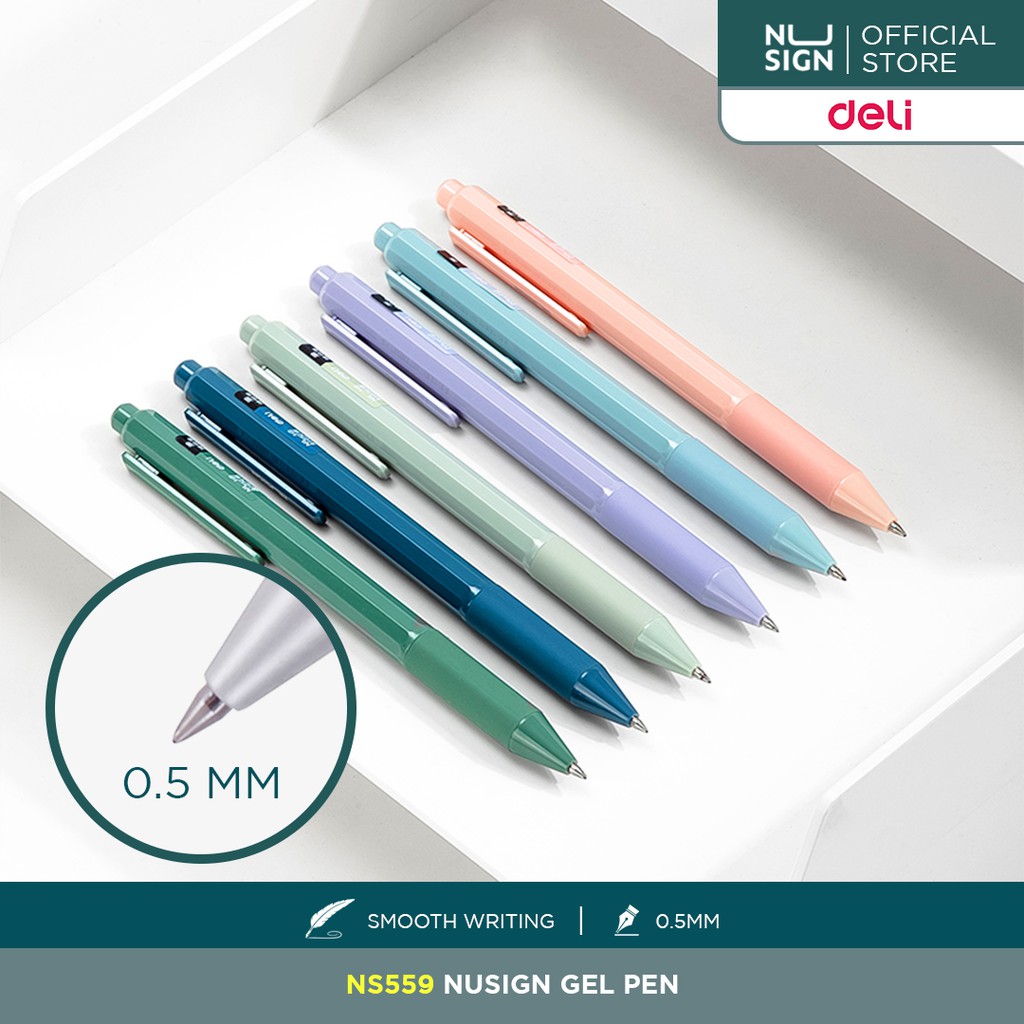Nusign by Deli NS559 Gel Pen 0.5mm Perfect Smooth Black Ink Assorted