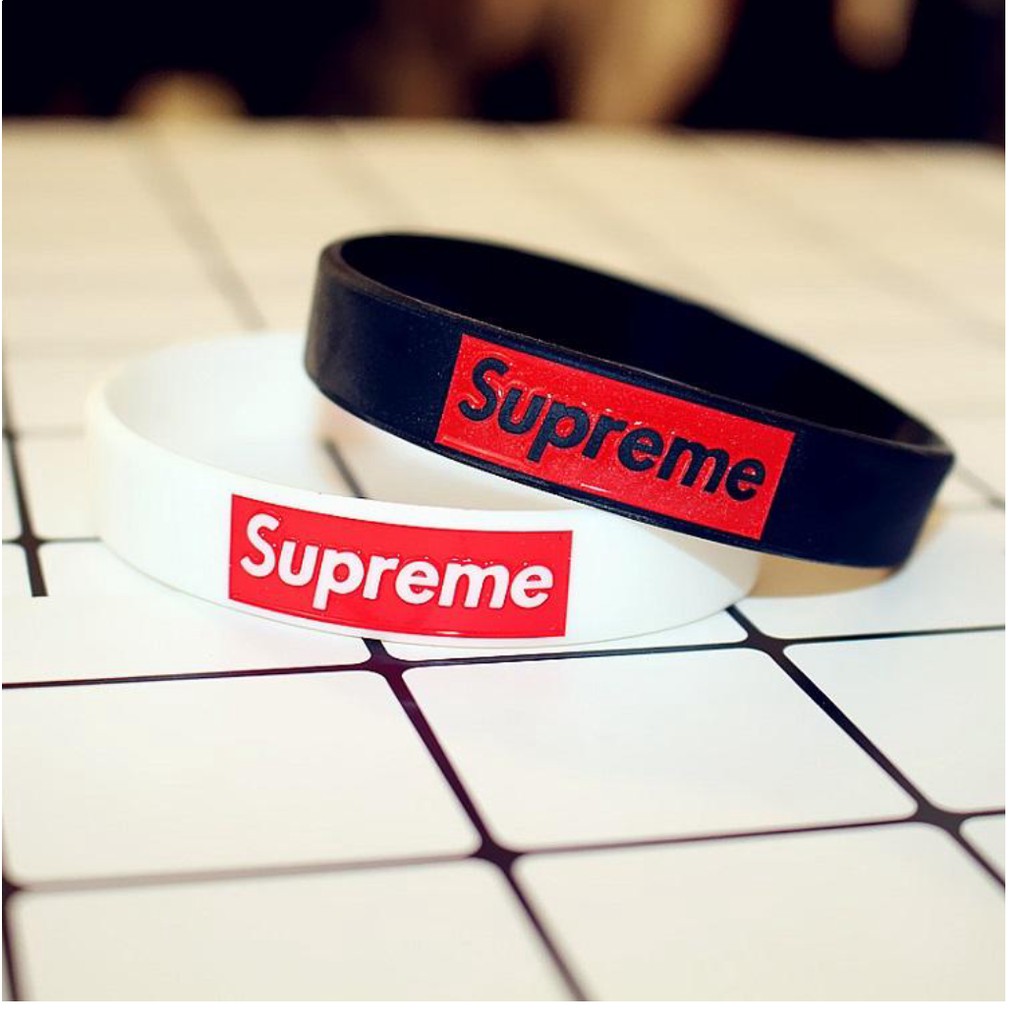 Premium SUPREME Printed Rubber Bracelets For Men And Women (Black-White ...