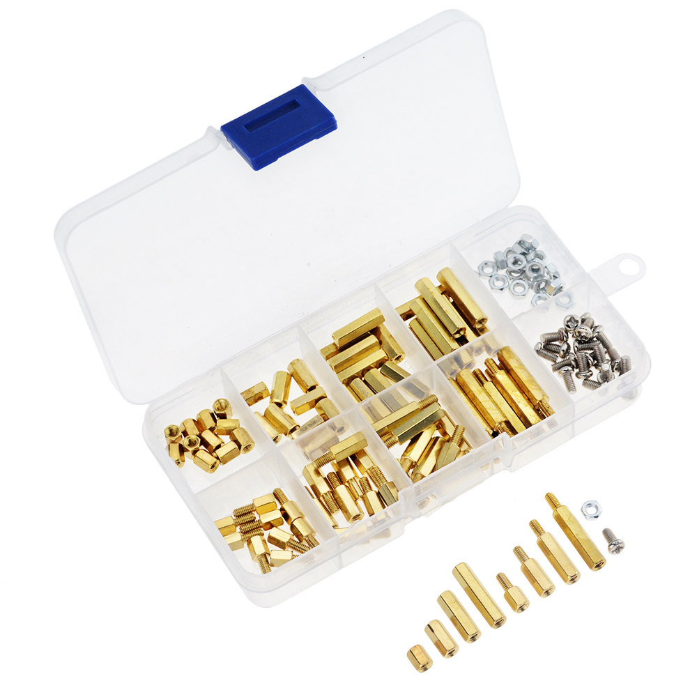 120PCS/Box M3 Male Female Brass Standoff Spacer PCB Board Hex Screws Nut Assortment Set Kit With Plastic Box M3*6mm-M3*20mm