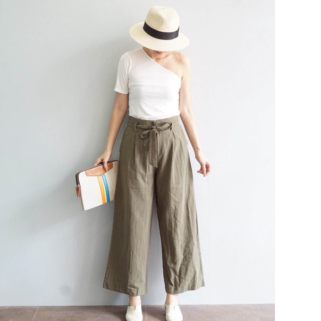 high waisted striped linen pants
