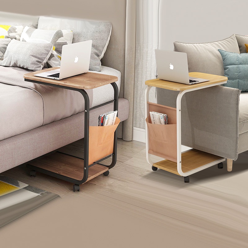home lifeMovable Side Table Laptop Desk With Storage Bag Lazy Table