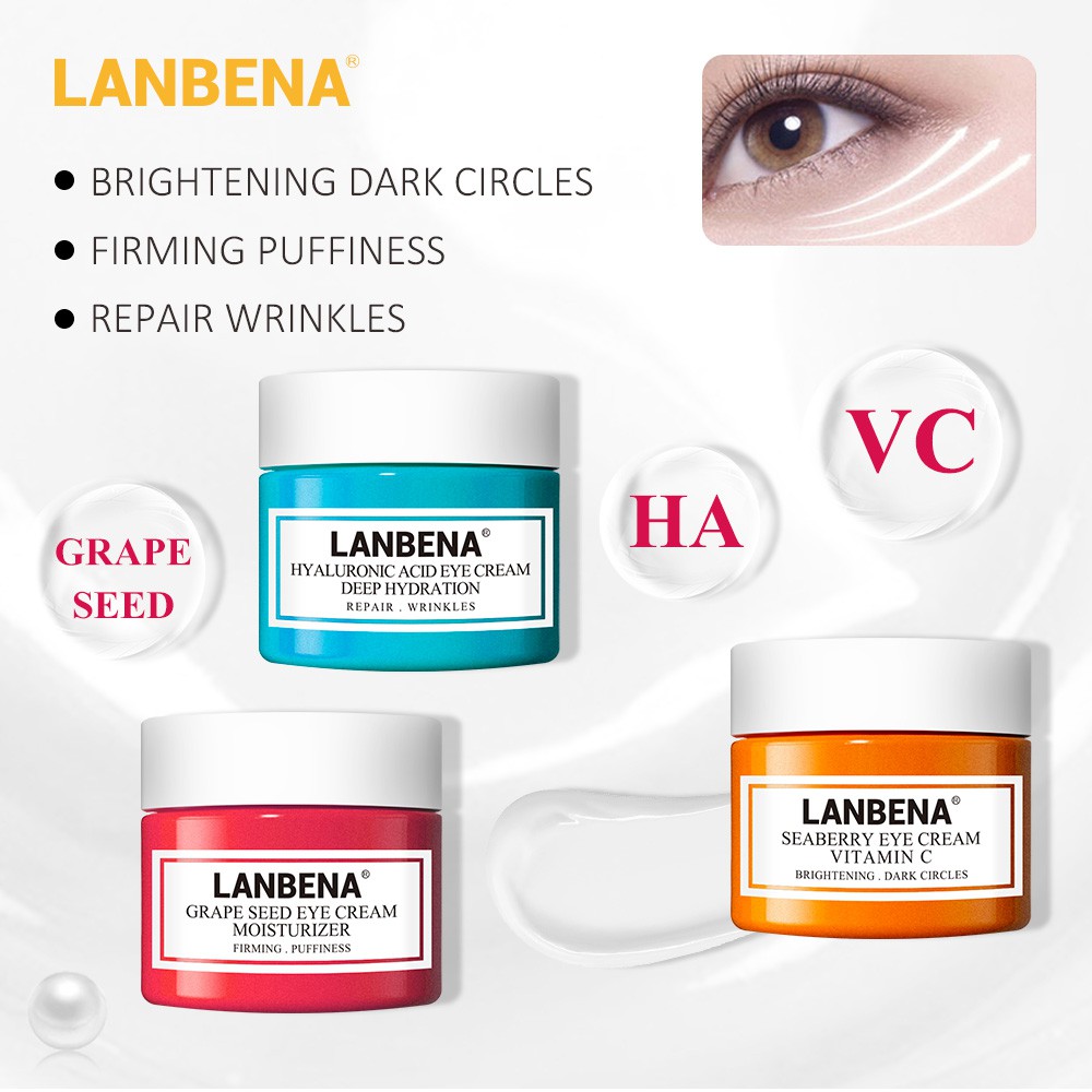 LANBENA Vitamin C Serum Whitening Eye Cream AntiAging Dark Circle Anti