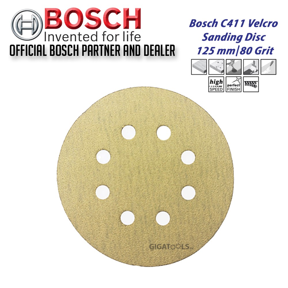 Bosch C411 Velcro Sanding Discs 125 mm / 80 Grit For Random Orbital