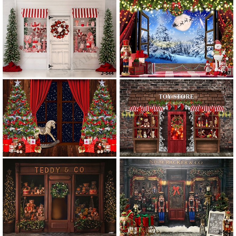 Christmas Toy Store Backdrop Retro Gingerbread House Photography Xmas ...