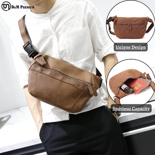 D&M Shoulder Crossbody Bag Leather Sling Premium Pack Crazy Horse Skin Texture Smooth Brown 4L Capacity #1