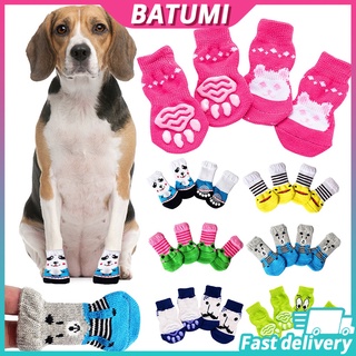 4Pcs Cute Pet Dog Socks Pet Socks Print Anti-Slip Cats Puppy Shoes Paw Socks Pet Accessories