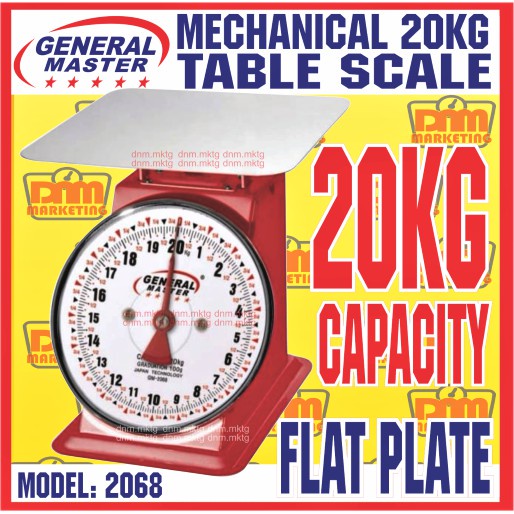 GENERAL MASTER TABLE SCALE 20KG (FLAT) MECHANICAL SCALE Shopee