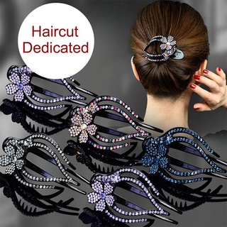 Black Round Crystal Rhinestone Hair Claw Bling Hair Clip Clamp Ponytail Holde MO 