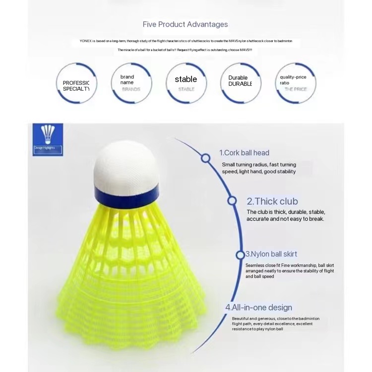 100 Authentic Yonex Mavis M600 Badminton Nylon Ball Training