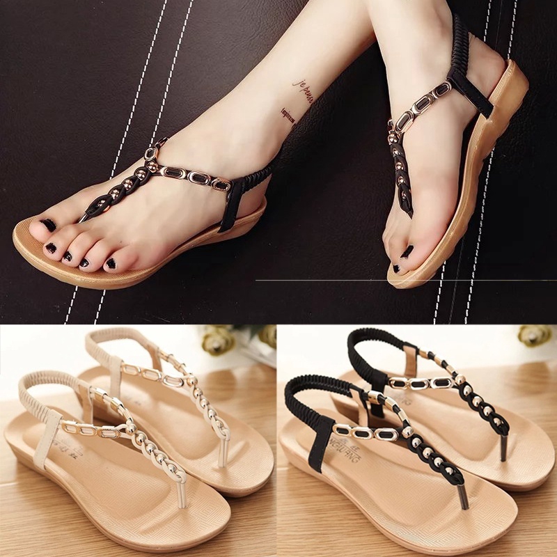 black bohemian sandals