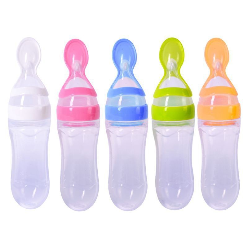 silicone baby feeding bottle with spoon