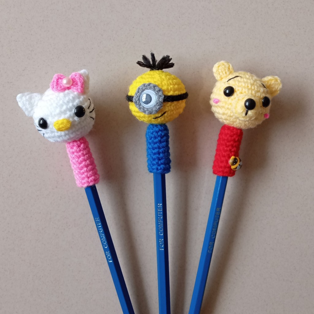 Lene's Cute Amigurumi Crochet Handmade Pen/Pencil Toppers Hello Kitty