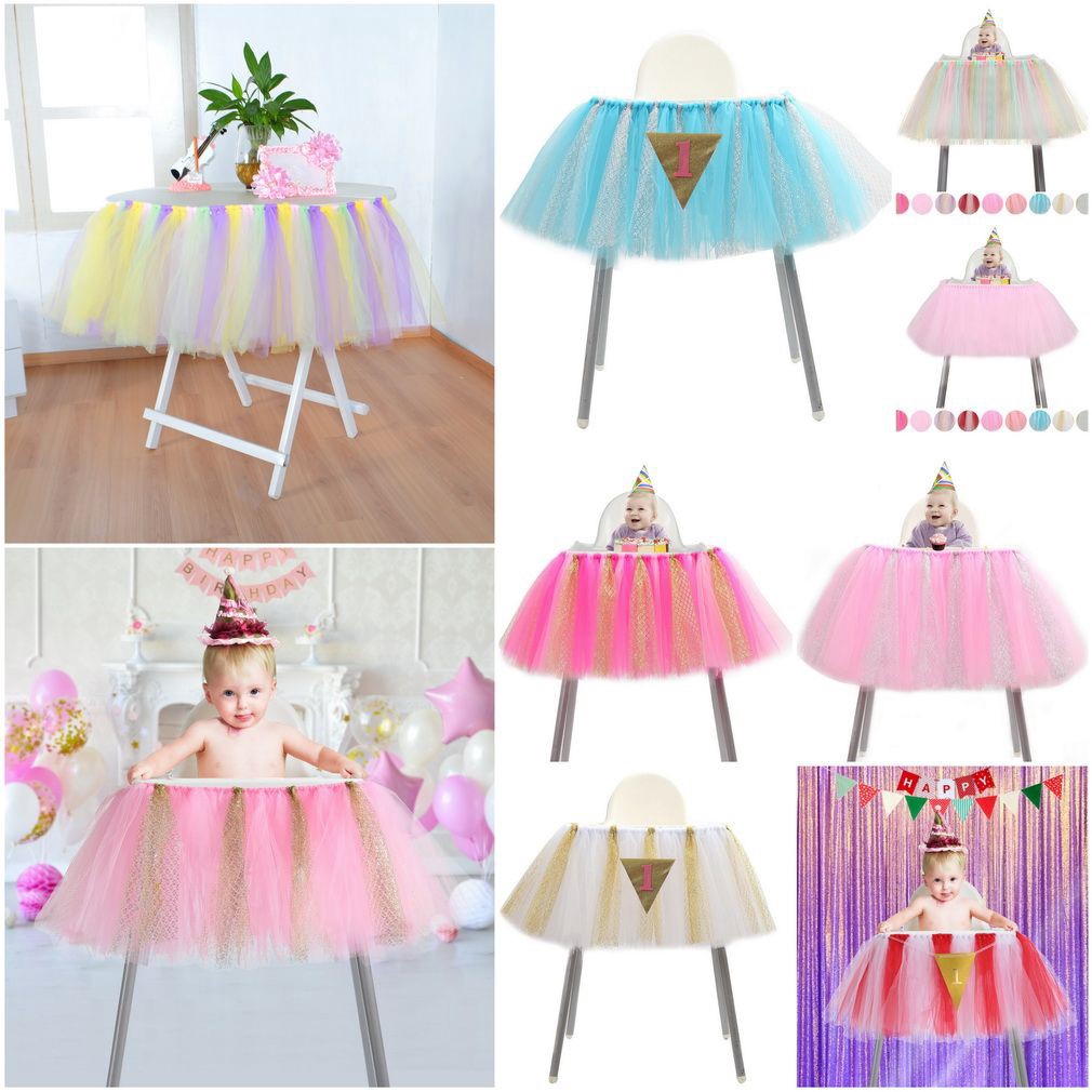 Birthday Decorations High Chair Tulle Tutu Skirt Cover For Baby Birthday Party Baby Showers Ideas Shopee Philippines