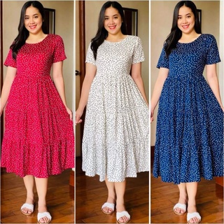 Layered Midi Dress Garterized Waist(S-L)
