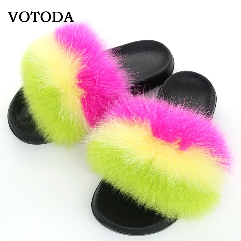 real fox fur slippers