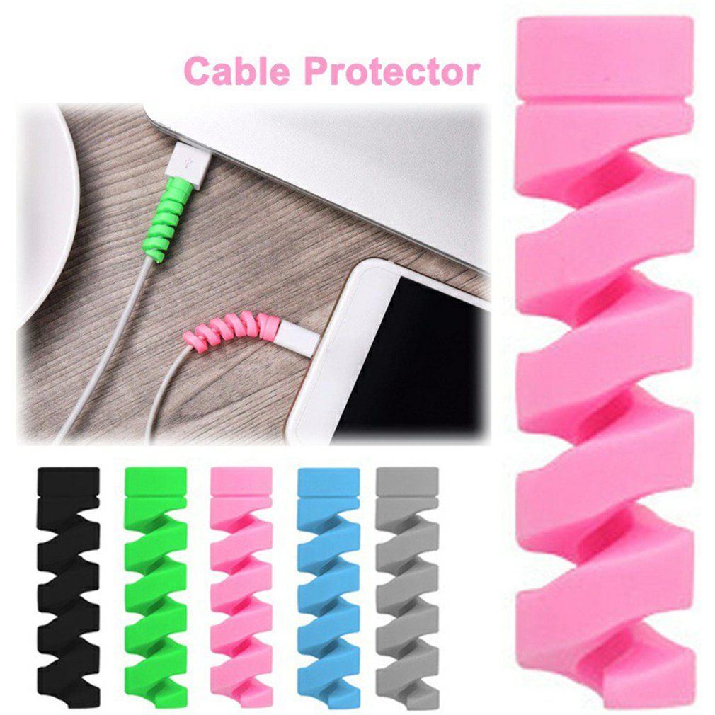 USB Cable Management Spiral Cable Protector Silicone Bobbin Winder Wire