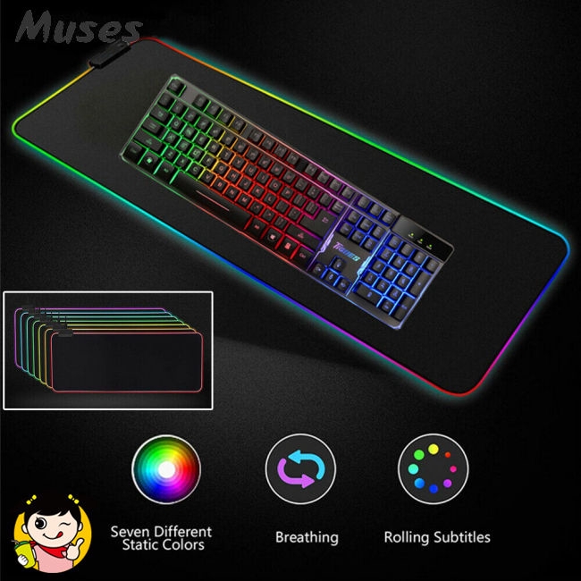 RGB Colorful LED Lighting Gaming Mouse Pad Mat for PC LaODU* 