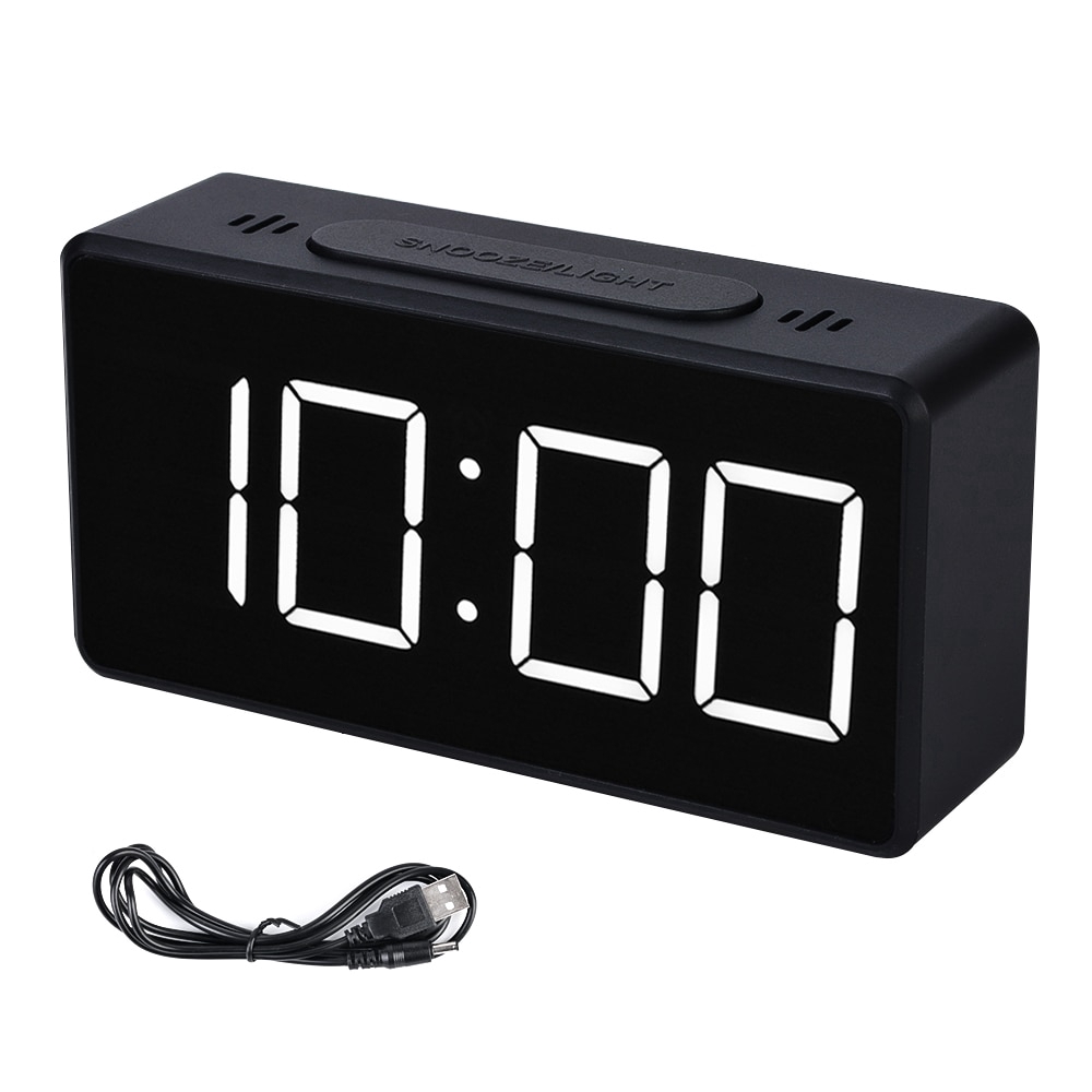 USB Mirror Alarm Clock LED Digital Display Electronic Time Temperature