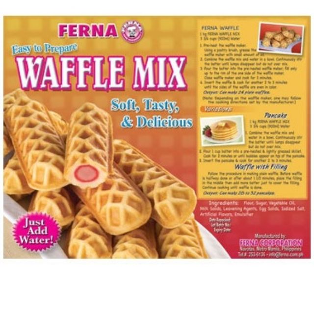 Ferna Waffle Mix for Pancake or Hotdog Waffle 1kg Shopee Philippines