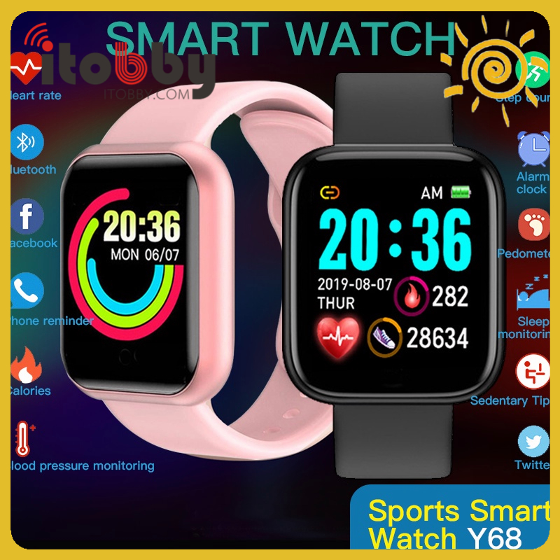 Y68 Smart Watch 1.44 Inch Bluetooth Sports Wristband Fitness Tracker ...