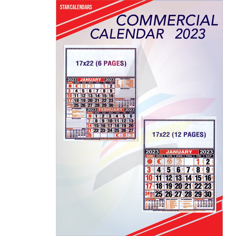 Commercial Calendars 2023 (17 x 22) Shopee Philippines