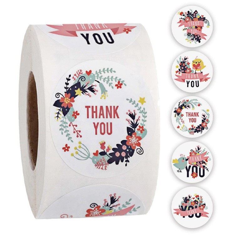 1roll 500pcs Thanks Regards Flower Round Seal Sticker s Packing Decration Shopee Philippines