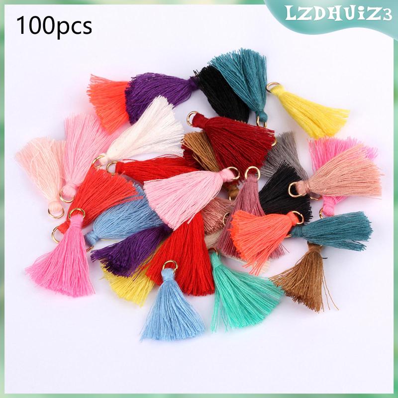 [YYDS] 100 Pieces Multi Color Mini Tassels Handmade DIY Silky Tiny Tassels Colorful Keychain